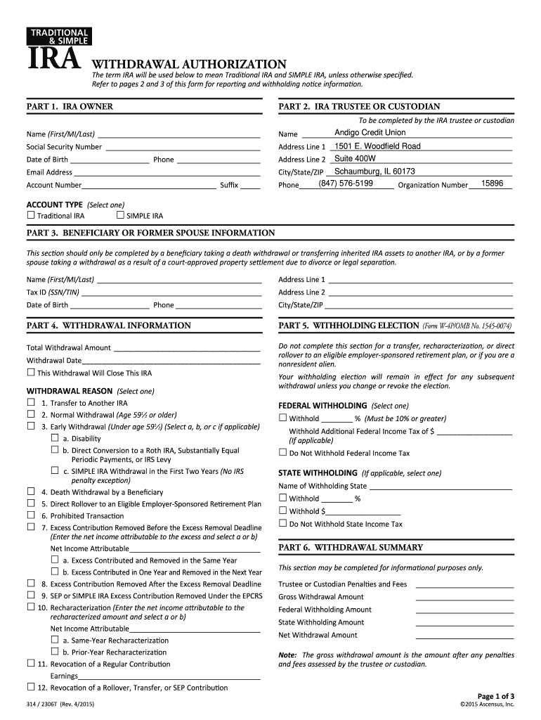 Ira Withdrawal Authorization Form Fill Out And Sign Printable PDF