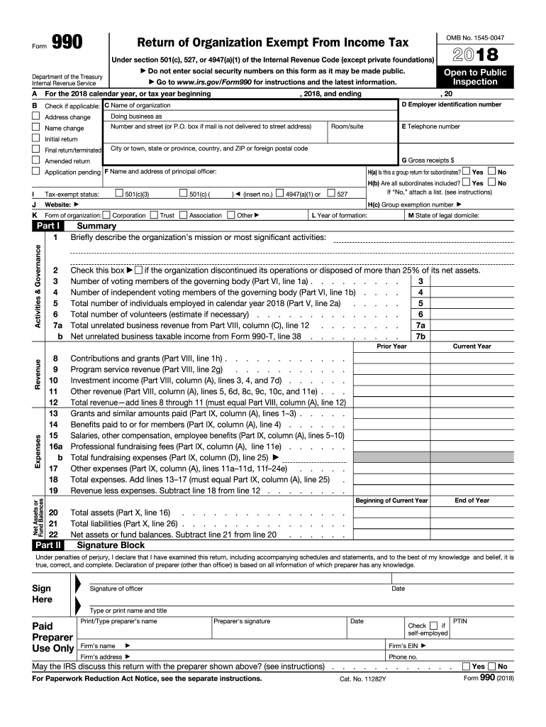 IRS 990 2018 Fill And Sign Printable Template Online US Legal Forms