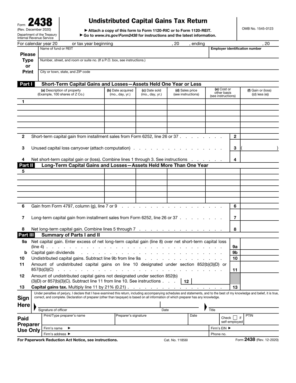 IRS Form 2438 Download Fillable PDF Or Fill Online Undistributed