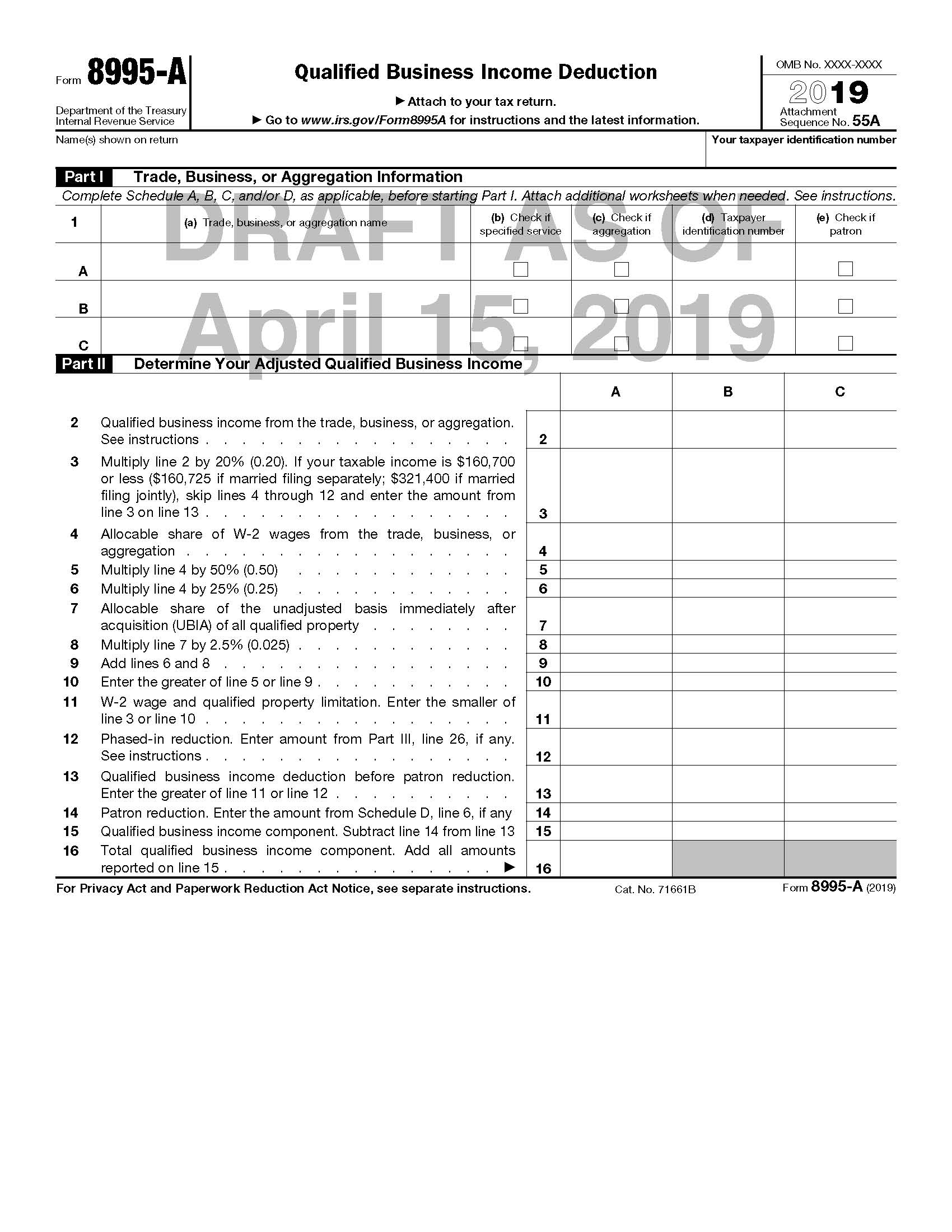 IRS Releases Drafts Of Forms To Be Used To Calculate 199A Deduction On 