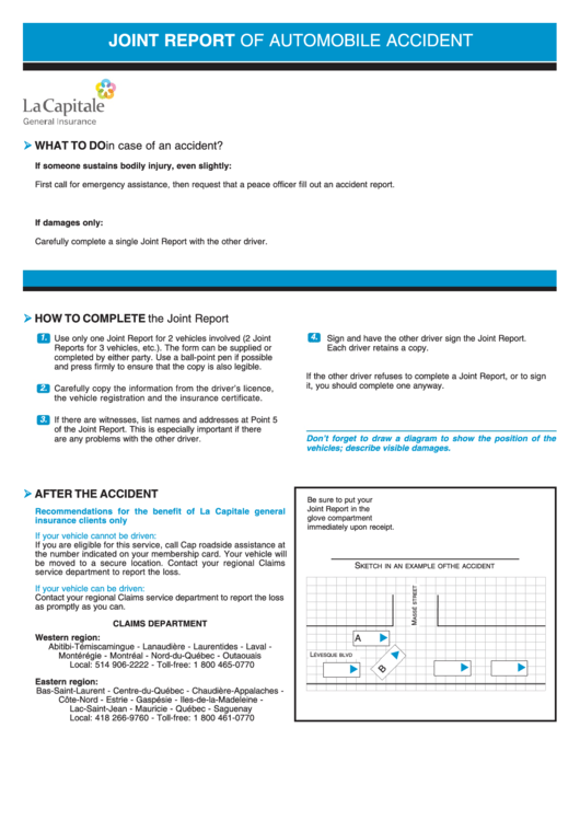 Joint Report Of Automobile Accident Printable Pdf Download