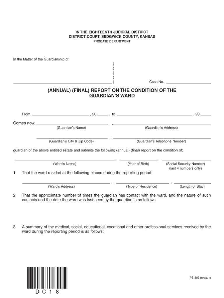 Kansas Guardianship Annual Report Form Fill Online Printable 