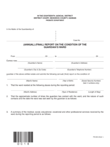 Kansas Guardianship Annual Report Form Fill Online Printable