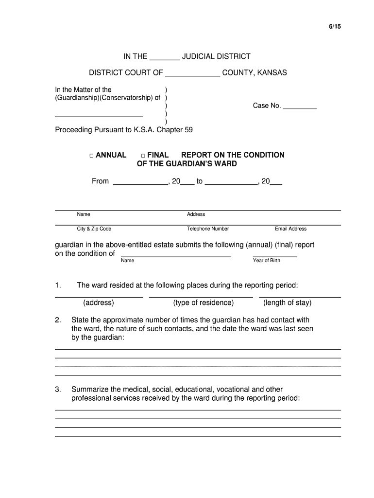 Kansas Guardianship Annual Report Form Fill Online Printable 