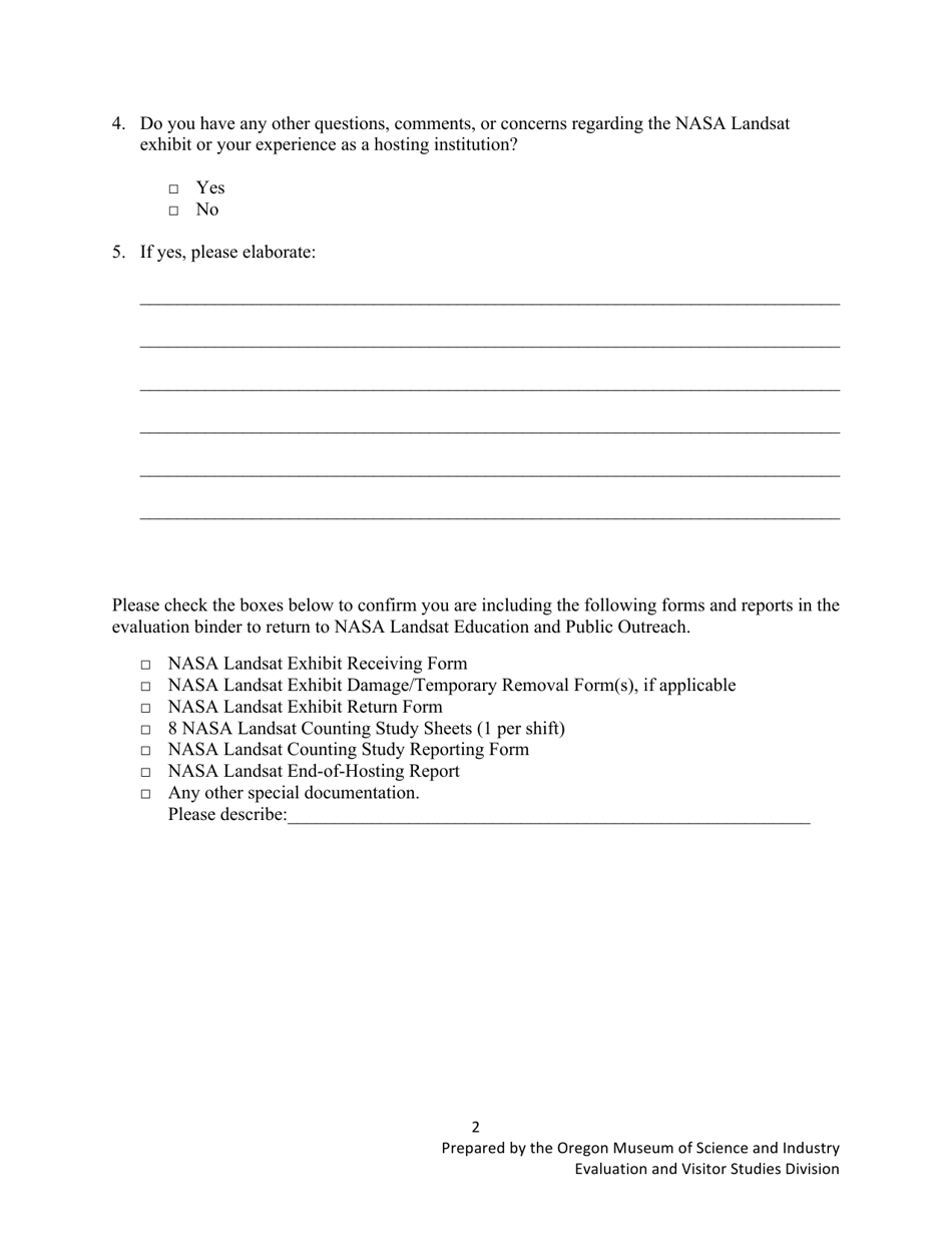 Landsat End Of Hosting Report Form Download Printable PDF Templateroller