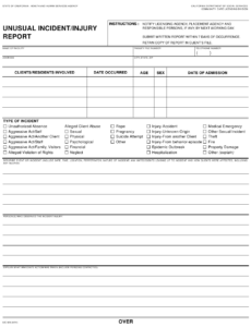 Lic 624 Unusual Incident Injury Report Printable Pdf Download