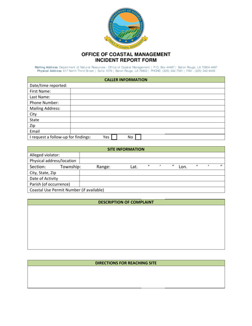 Louisiana Incident Report Form Download Fillable PDF Templateroller