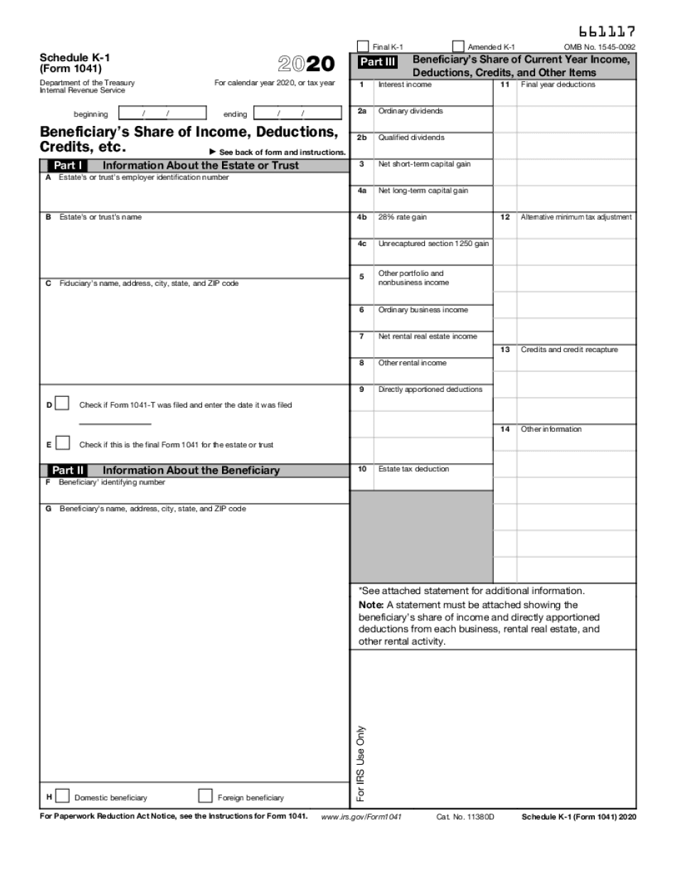 Manage Documents Using Our Editable Form For Schedule K 1 Form 1041