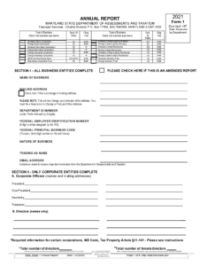 Maryland Annual Report Form 1 2022 LLC Bible