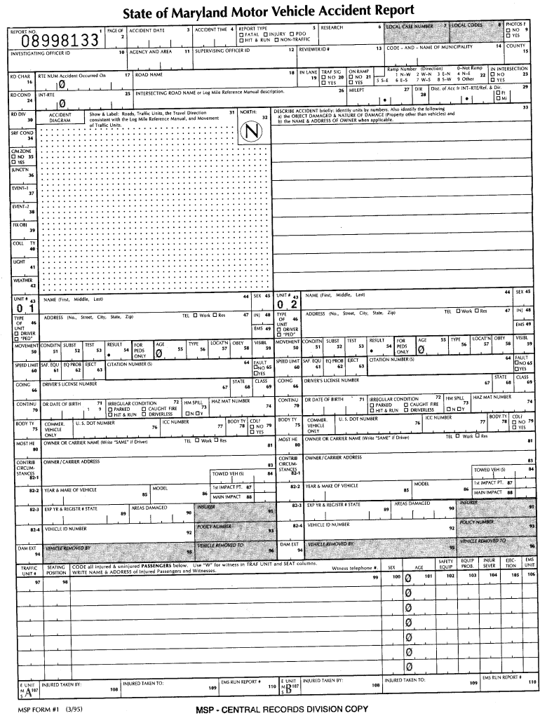 Maryland State Police Accident Report Request Form ReportForm