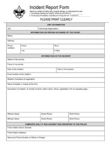 Medical Incident Report Form Template Regarding Office Incident Report