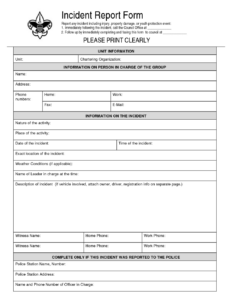 Medical Incident Report Form Template Regarding Office Incident Report