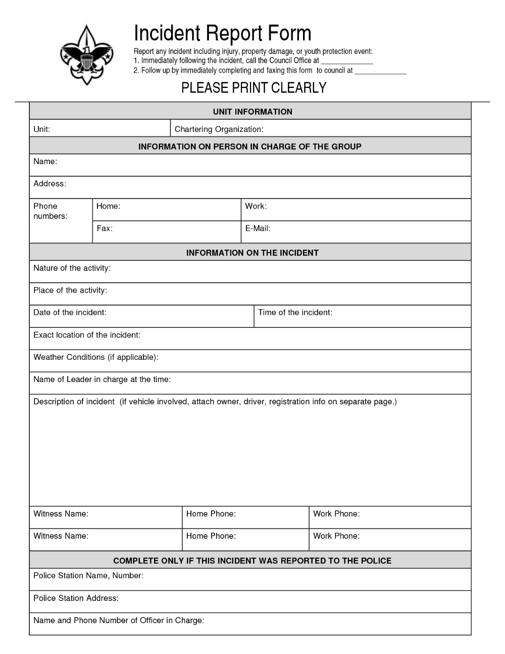 Medical Incident Report Form Template Regarding Office Incident Report 