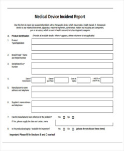 Medical Incident Report Template PDF Template