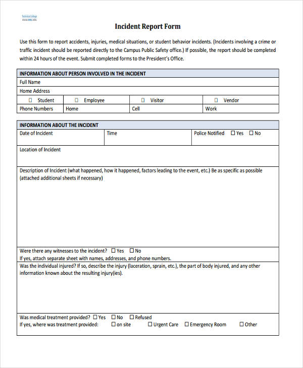 Medication Incident Report Form Template 8 PROFESSIONAL TEMPLATES