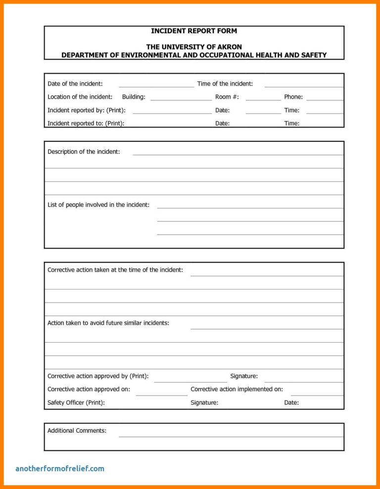 Medication Incident Report Form Template Best Template Ideas