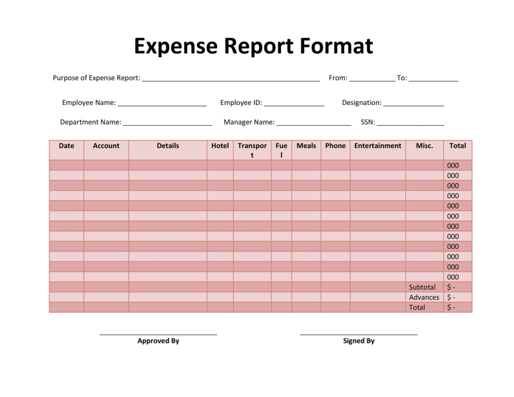 Monthly Expense Report Excel Templates