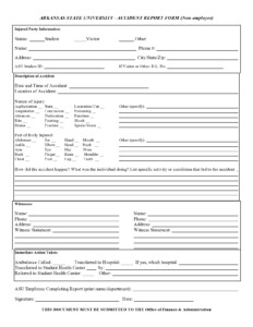 Motor Vehicle Accident Report Form Template