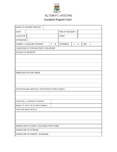 Motor Vehicle Accident Report Form Template