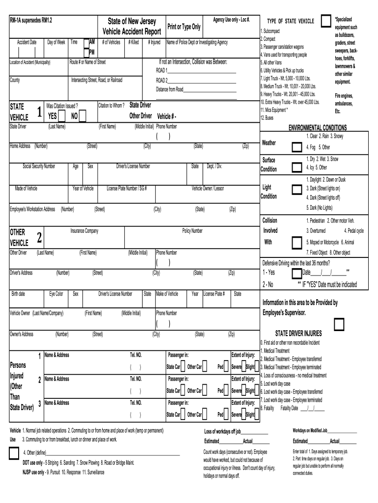 New Jersey Self Reporting Crash Form Fill Online Printable Fillable 