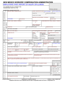 New Mexico Workers Compensation First Report Of Injury Form