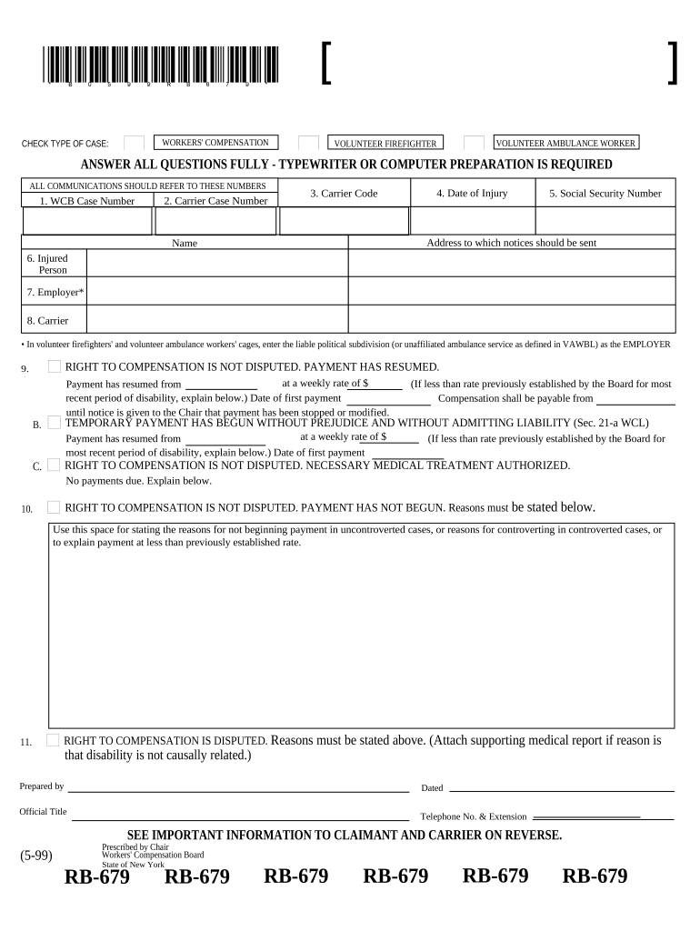 New York Workers Compensation Doc Template PdfFiller