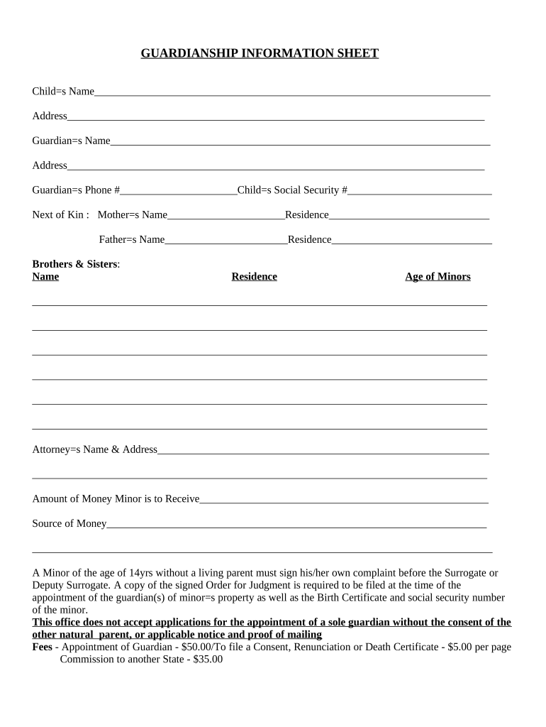 Nj Guardianship Form Fill Out And Sign Printable PDF Template SignNow