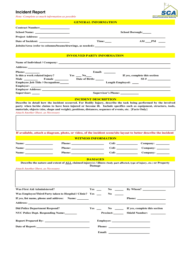 NY SCA Incident Report Fill And Sign Printable Template Online US