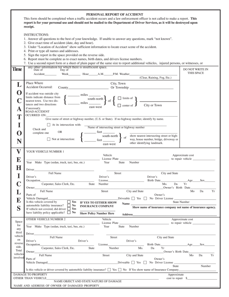 Nys Dmv Report Of Motor Vehicle Accident Form Webmotor