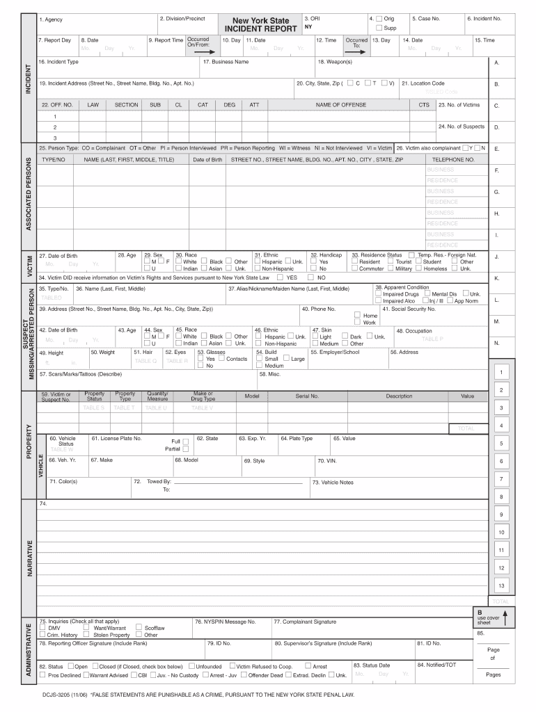 Nys Incident Report Form Fill Out Sign Online DocHub