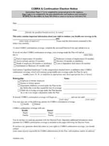 Offering Of Cobra Continuation Coverage Form Fill Out And Sign