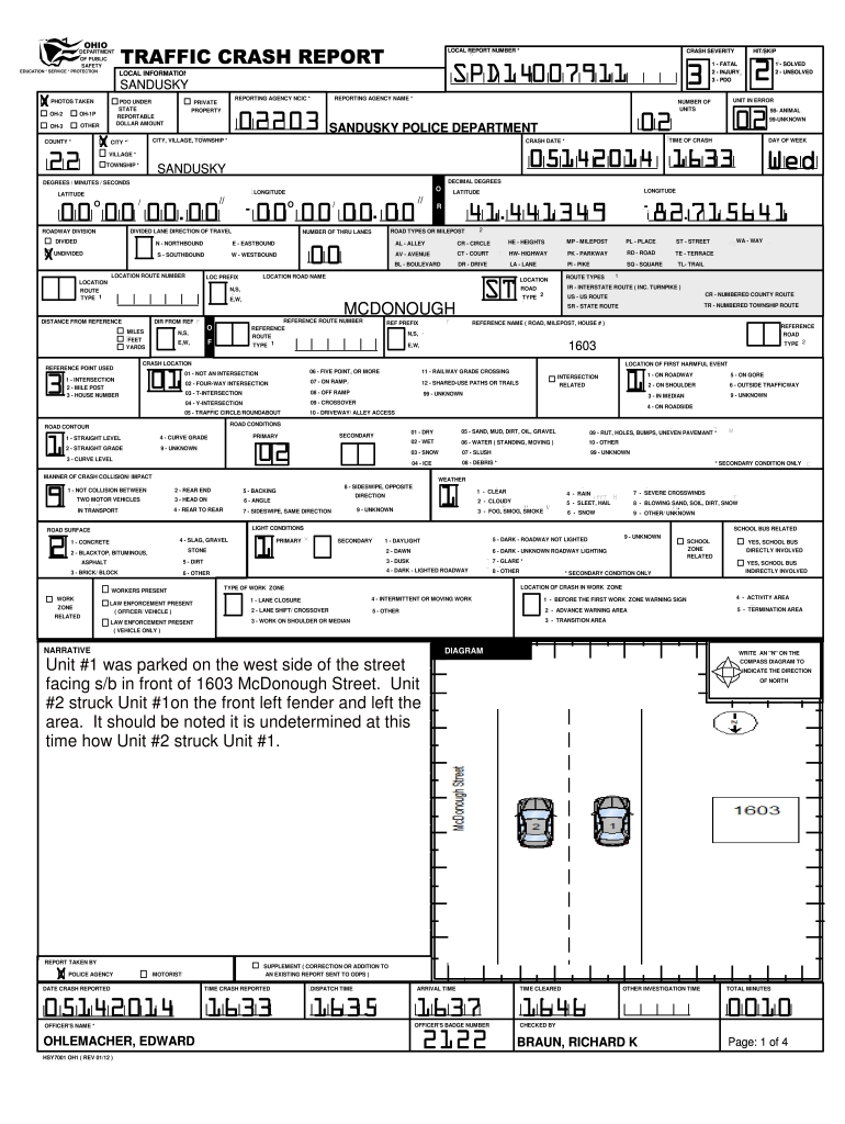 Ohio Traffic Accident Report Fill Out Sign Online DocHub