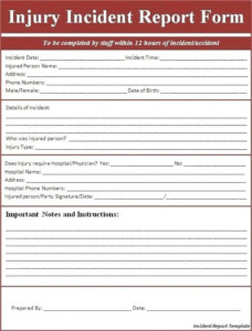 Ohs Incident Report Template Free