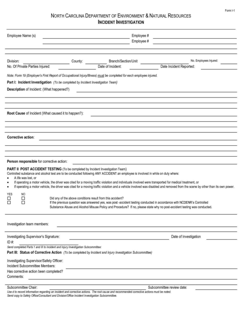 Ohs Incident Report Template Free ReportForm