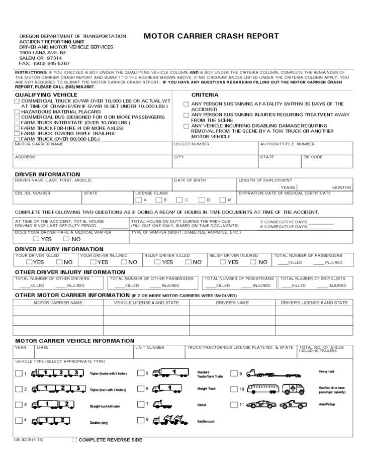 Oregon Construction Accident Report Form Pdf ReportForm