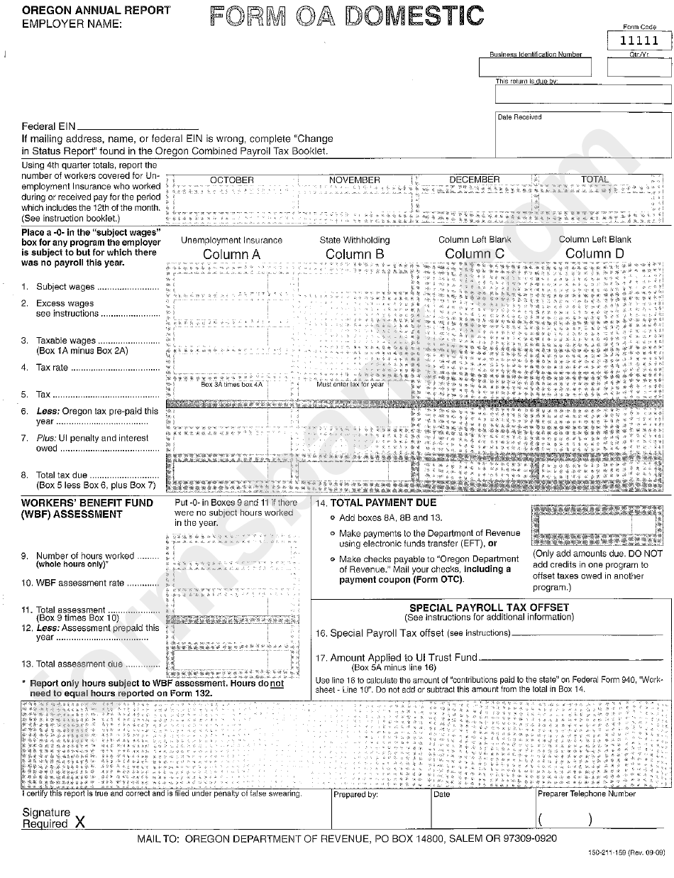 Oregon Oa Domestic Form Fillable Printable Forms Free Online