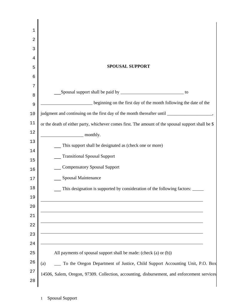 Oregon Spousal Support Doc Template PdfFiller