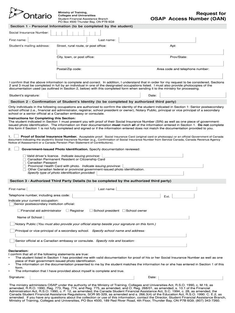 Osap Number Form Fill Out And Sign Printable PDF Template SignNow