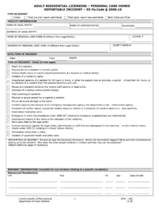 Pa Personal Care Home Forms Fill Online Printable Fillable Blank