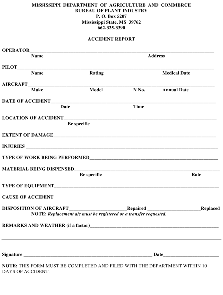 Police Incident Report Form For Mississippi ReportForm