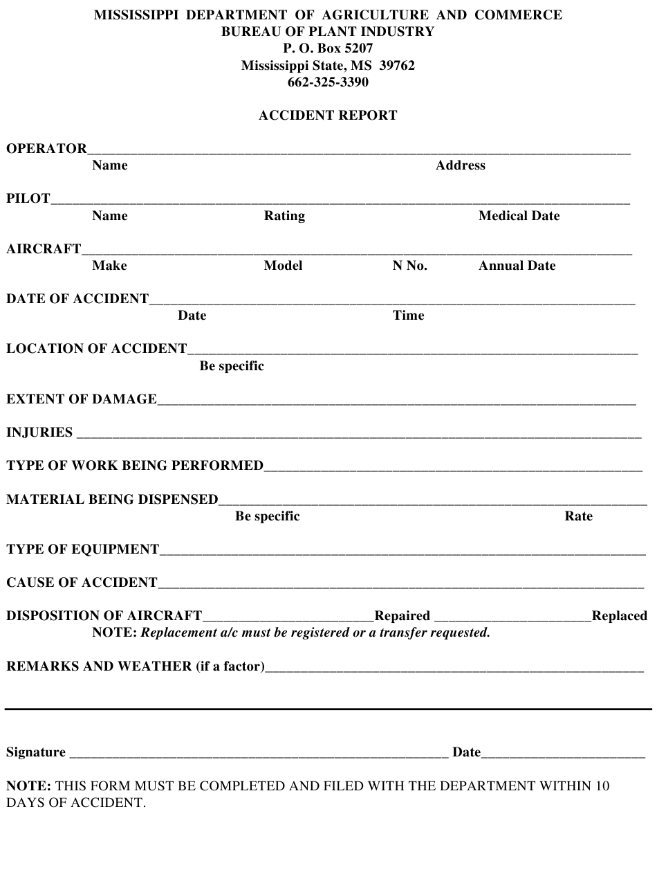 Police Incident Report Form For Mississippi ReportForm