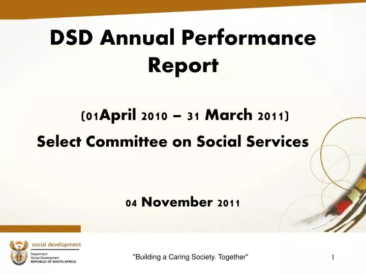 PPT DSD Annual Performance Report 01April 2010 31 March 2011 
