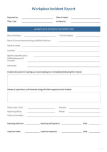 Printable Incident Report Forms Printable Incident Report Forms