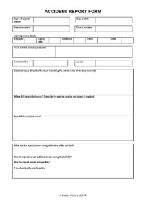 Printable Workplace Accident Report Form Printable Forms Free Online