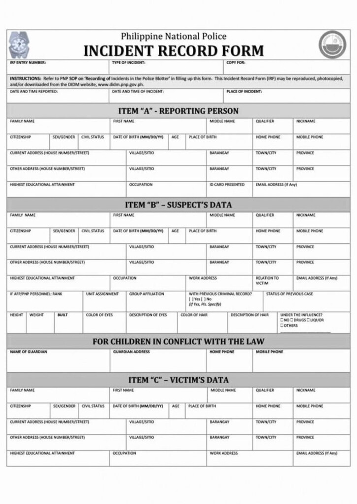 Professional Police Incident Report Template Doc Report Template 
