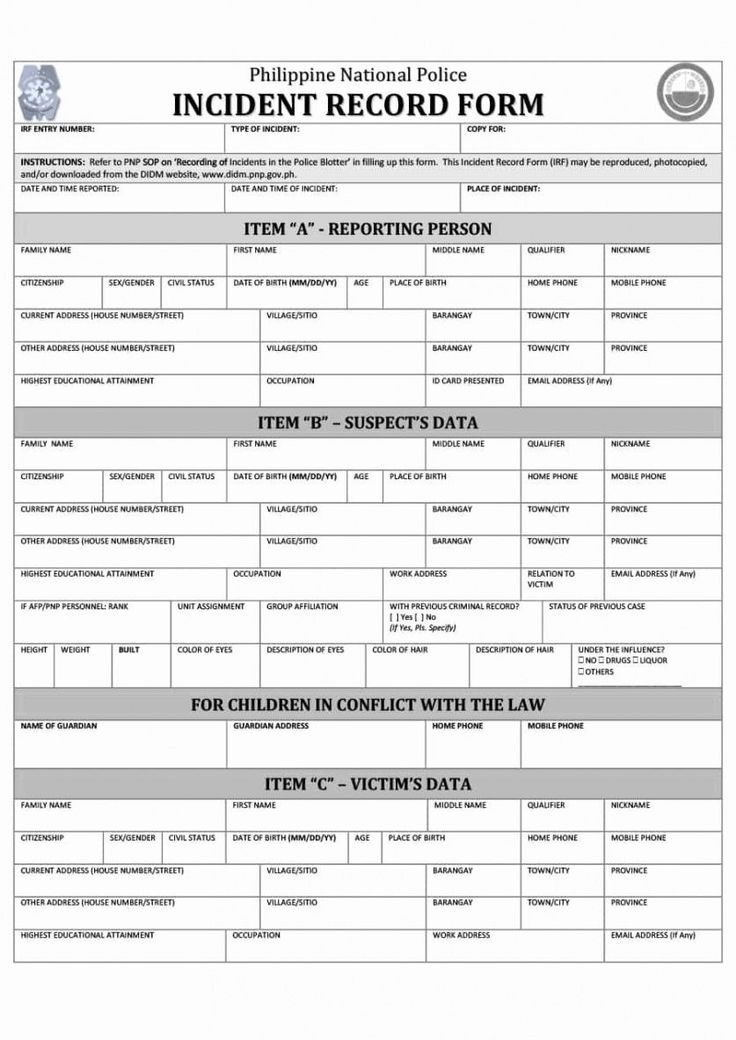 Professional Police Incident Report Template Doc Report Template