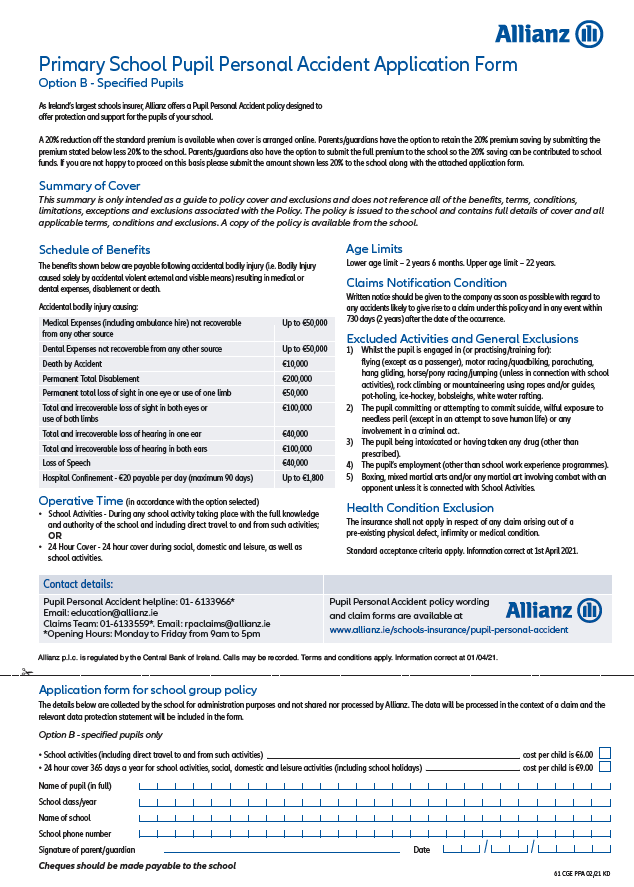 Pupil Personal Accident Resources Allianz Insurance