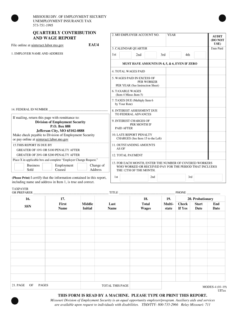 Quarterly Contribution And Wage Report Fill Out And Sign Printable 