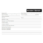 Restaurant Incident Report Template Gambaran