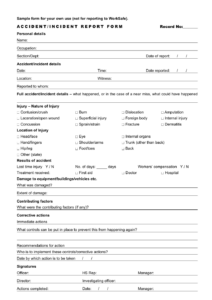 Sample Accident Incident Report Form Download Printable PDF